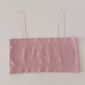 Essentials Skinny Strap Tube Top Bralette French Terry Pink